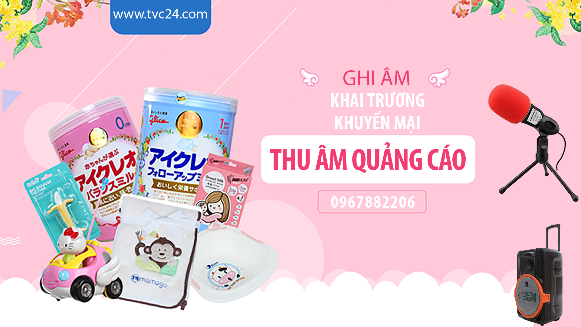 Thu âm quảng cáo ghi âm khai trương khuyến mại Shop Bỉm Sữa Giọng MC Nữ miền Bắc