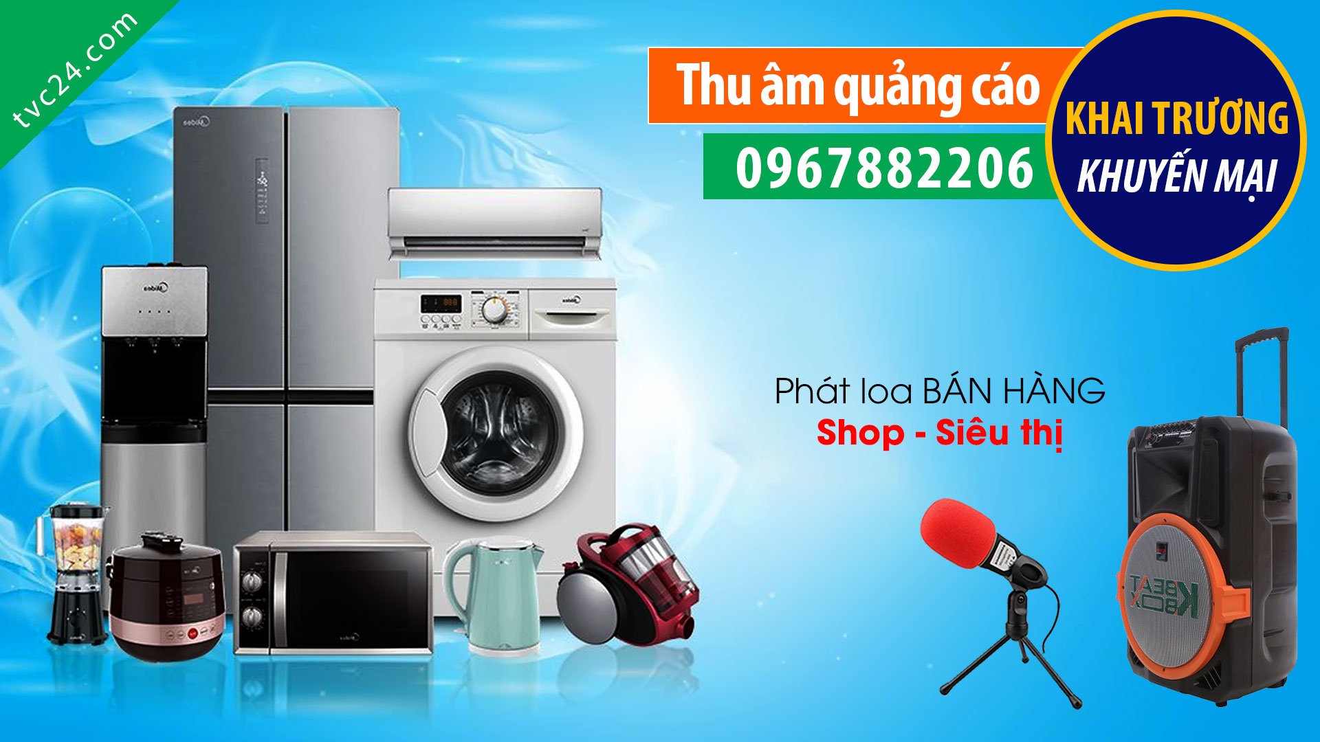 Thu âm quảng cáo Điện Máy Huy Hoàng MC phát Loa khuyến mại