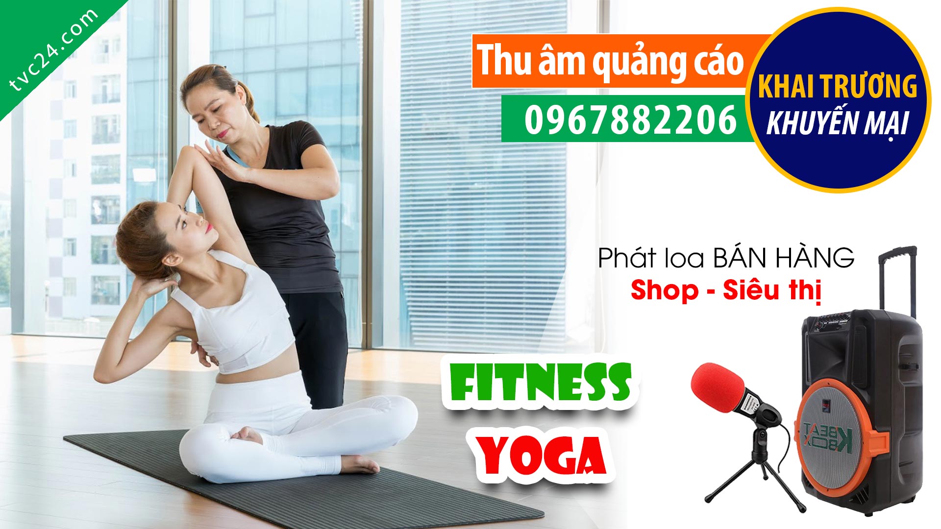 Thu âm khai trương Arrow Fitness Yoga TVC24 đọc quảng cáo