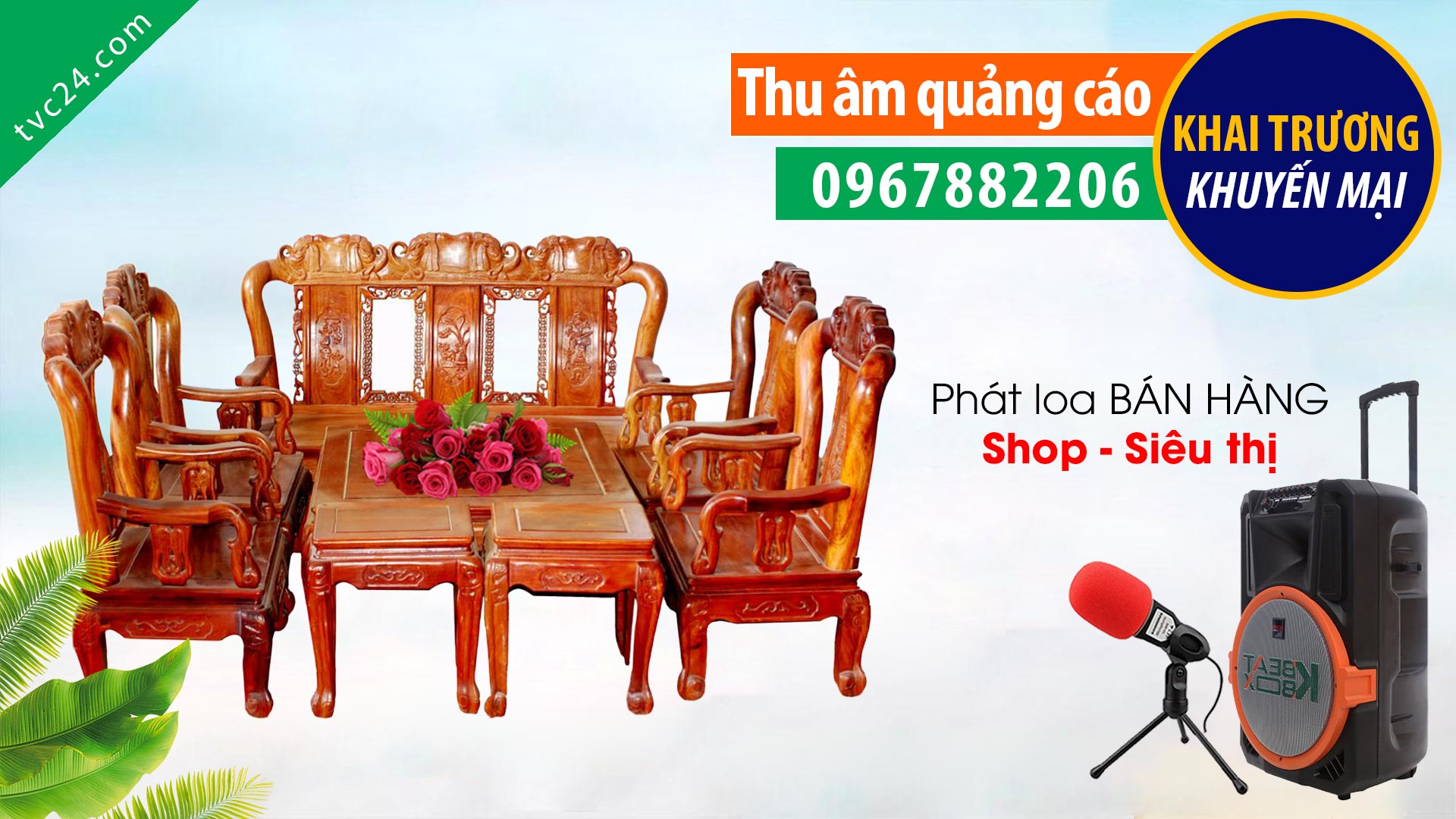 Thu âm quảng cáo Nội thất đồ gỗ Tú Phát TVC24 đọc Khuyến mại