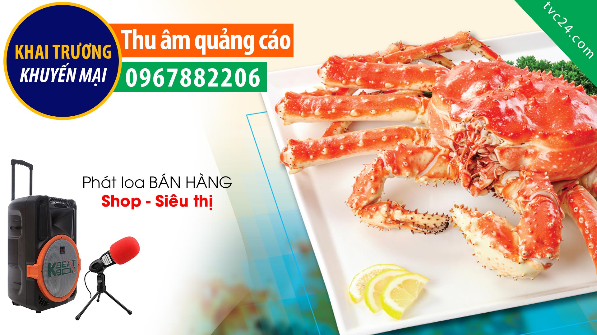 Thu âm quảng cáo nhà hàng Cua thật food TVC24 đọc Khuyến mại