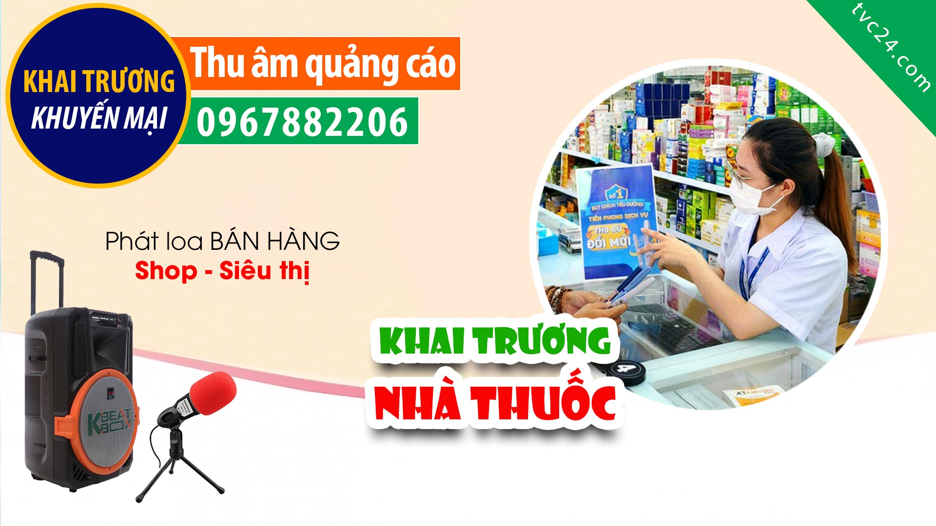 Thu âm quảng cáo KHAI TRƯƠNG Nhà thuốc Mỹ châu 9 MC Nữ Hà Nội