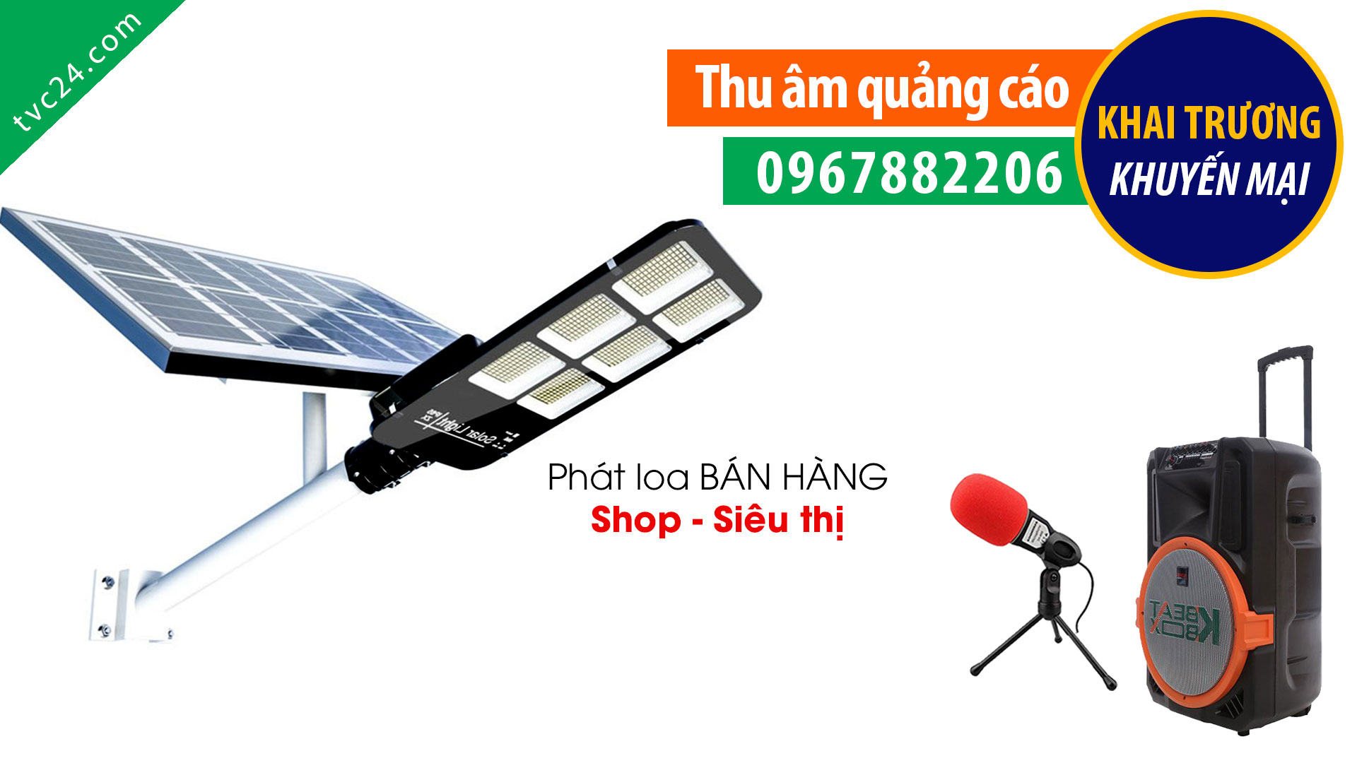 Thu âm quảng cáo phát loa cửa hàng điện mặt trời Phượng Tuân