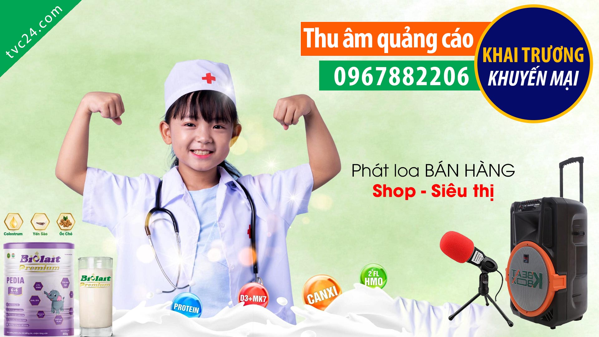 Thu âm khai trương sữa bỉm Hoàng Dũng TVC24 đọc Khuyến mại