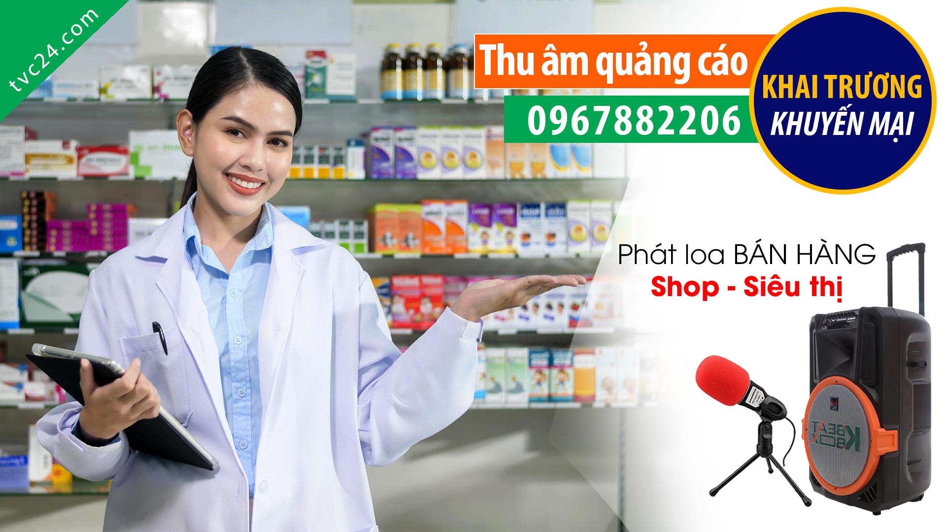 Thu âm khai trương Nhà thuốc Nga Hồng MC đọc cực Hay