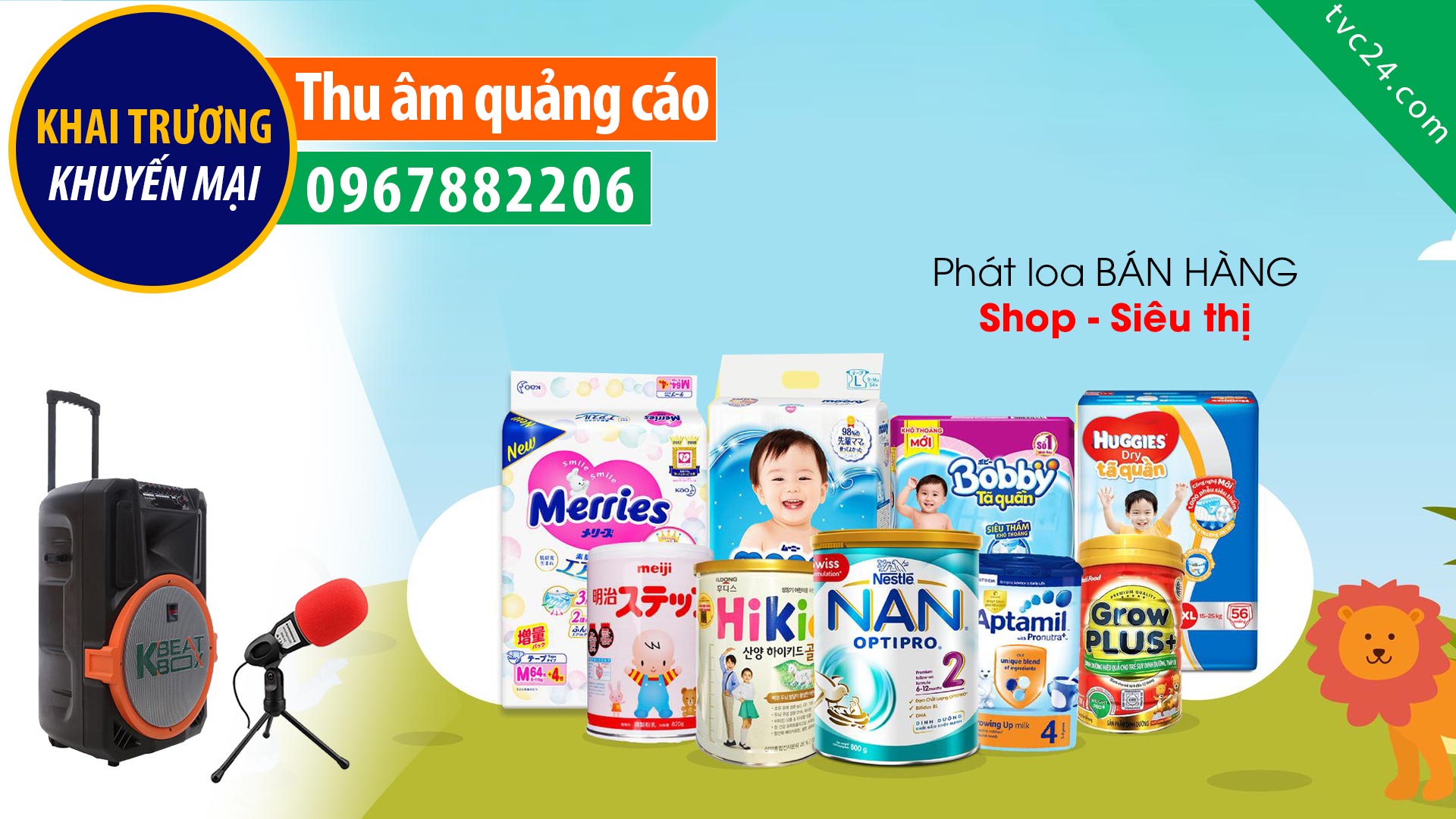 Thu âm quảng cáo Siêu thị Bỉm Sữa Linh Ngân 5 Khuyến mại Tặng quà