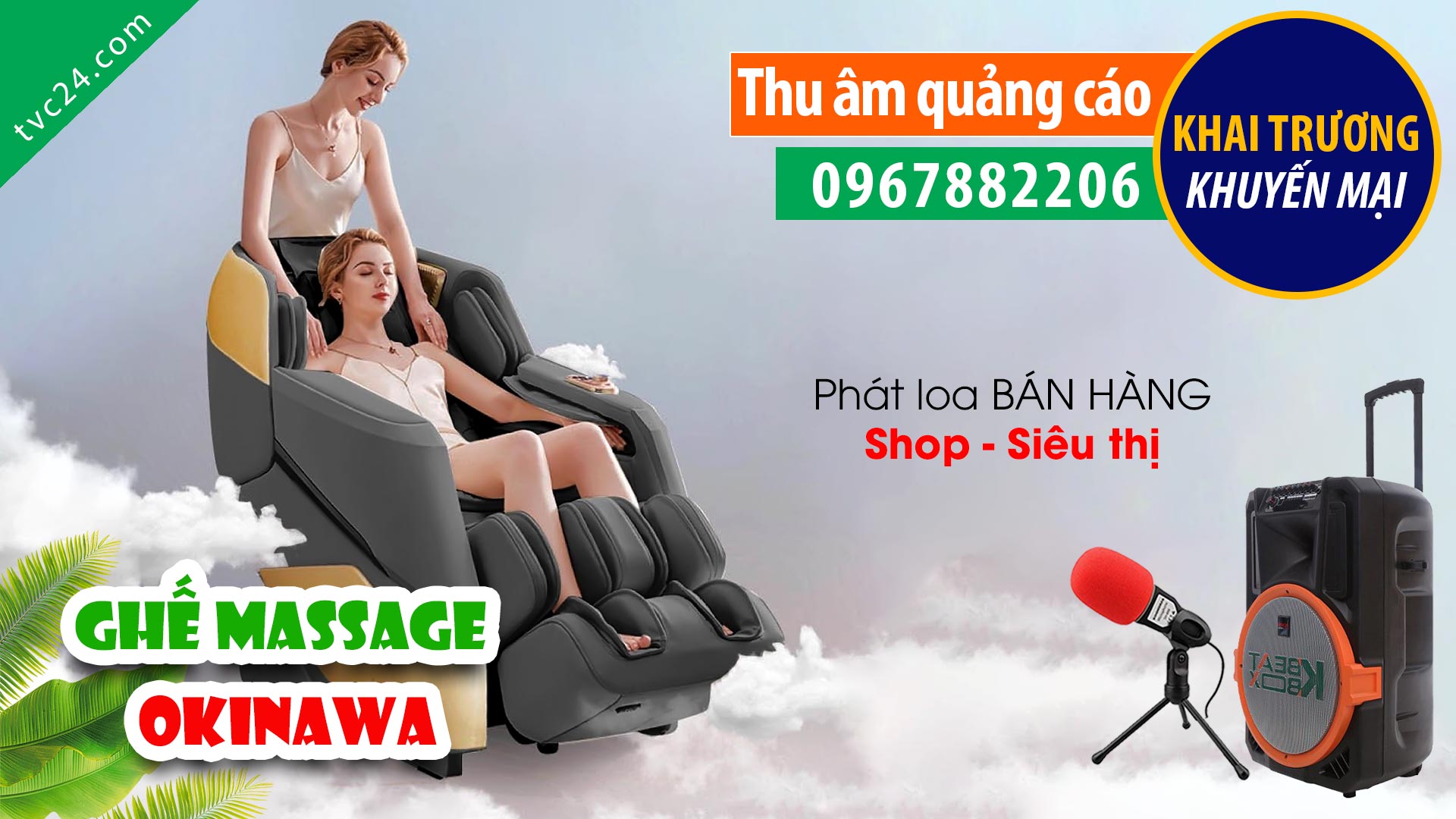 Thu âm Quảng cáo ghế massage Okinawa Đồng Tháp MC đọc Khai trương