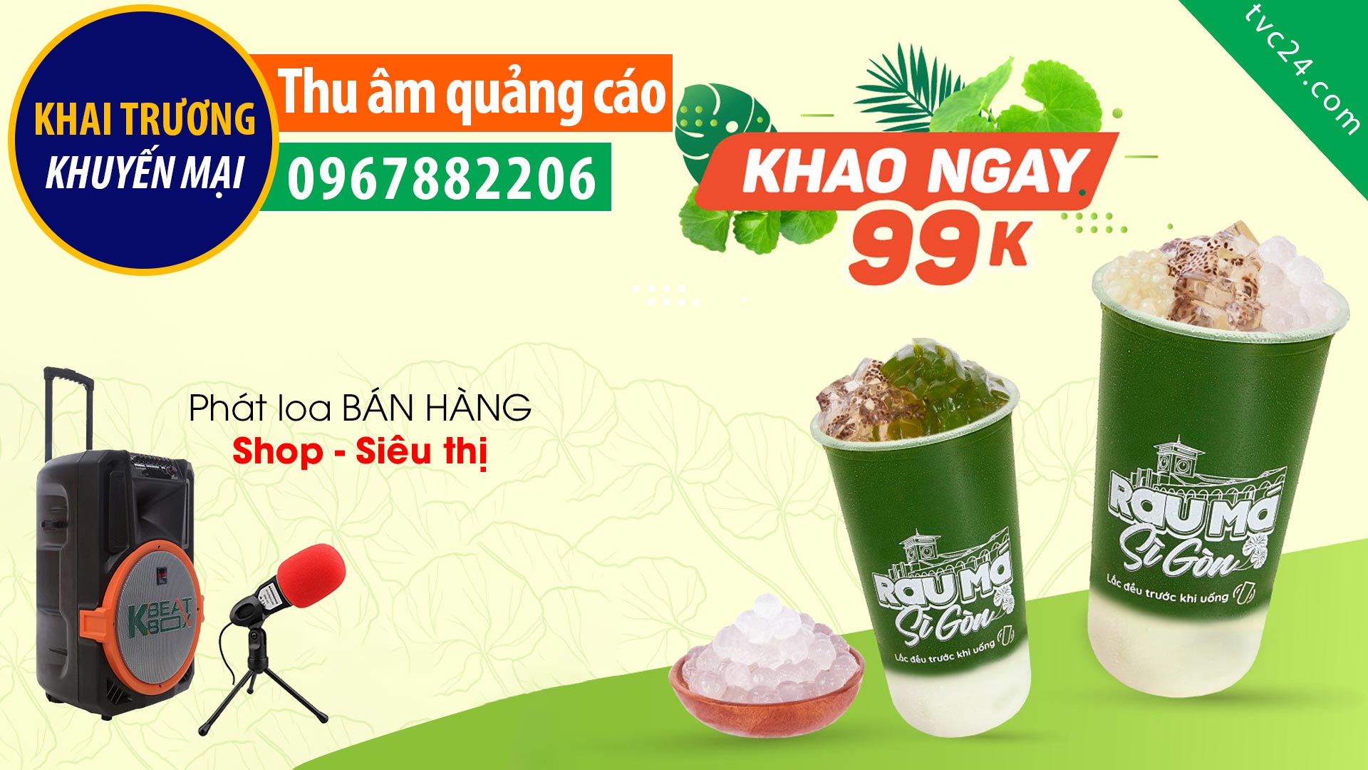 Thu âm quảng cáo khai trương Rau Má Sì Gòn MC nữ miền Nam