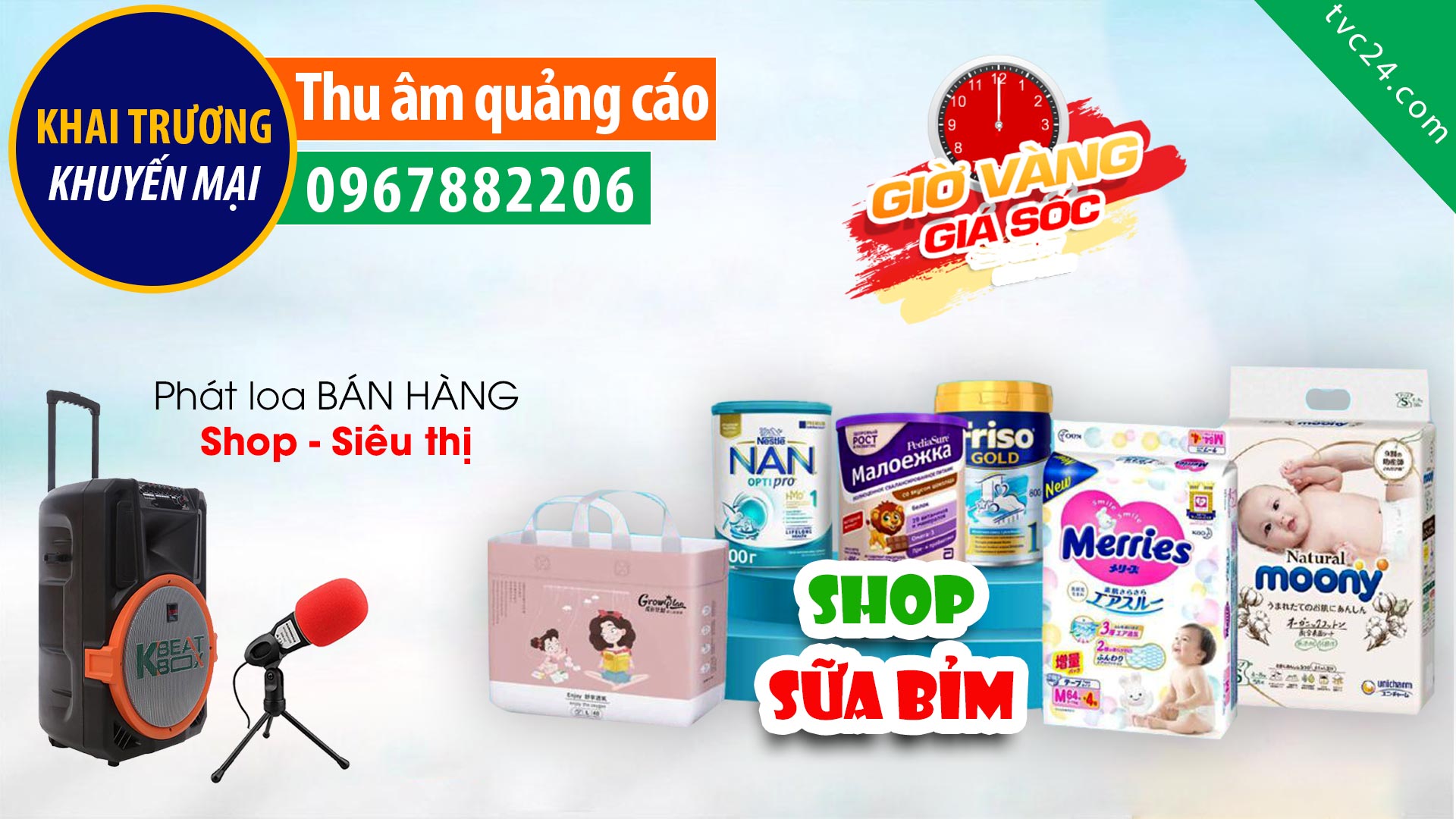 Thu âm Quảng cáo Siêu Thị Sữa Tốt MC đọc Khai trương