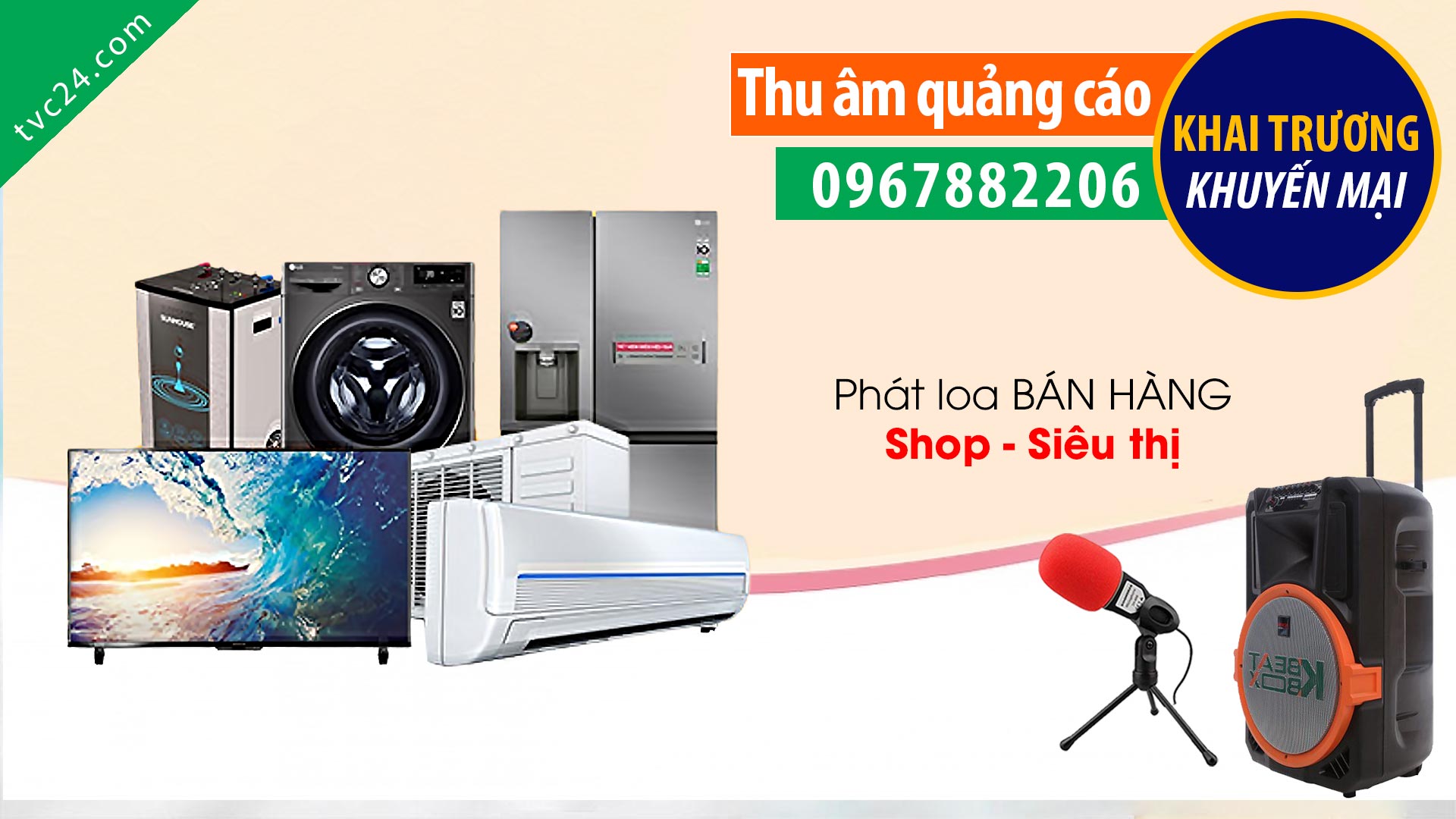 Thu âm quang cáo điện máy Tuấn Việt TVC24 đọc Khuyến mại