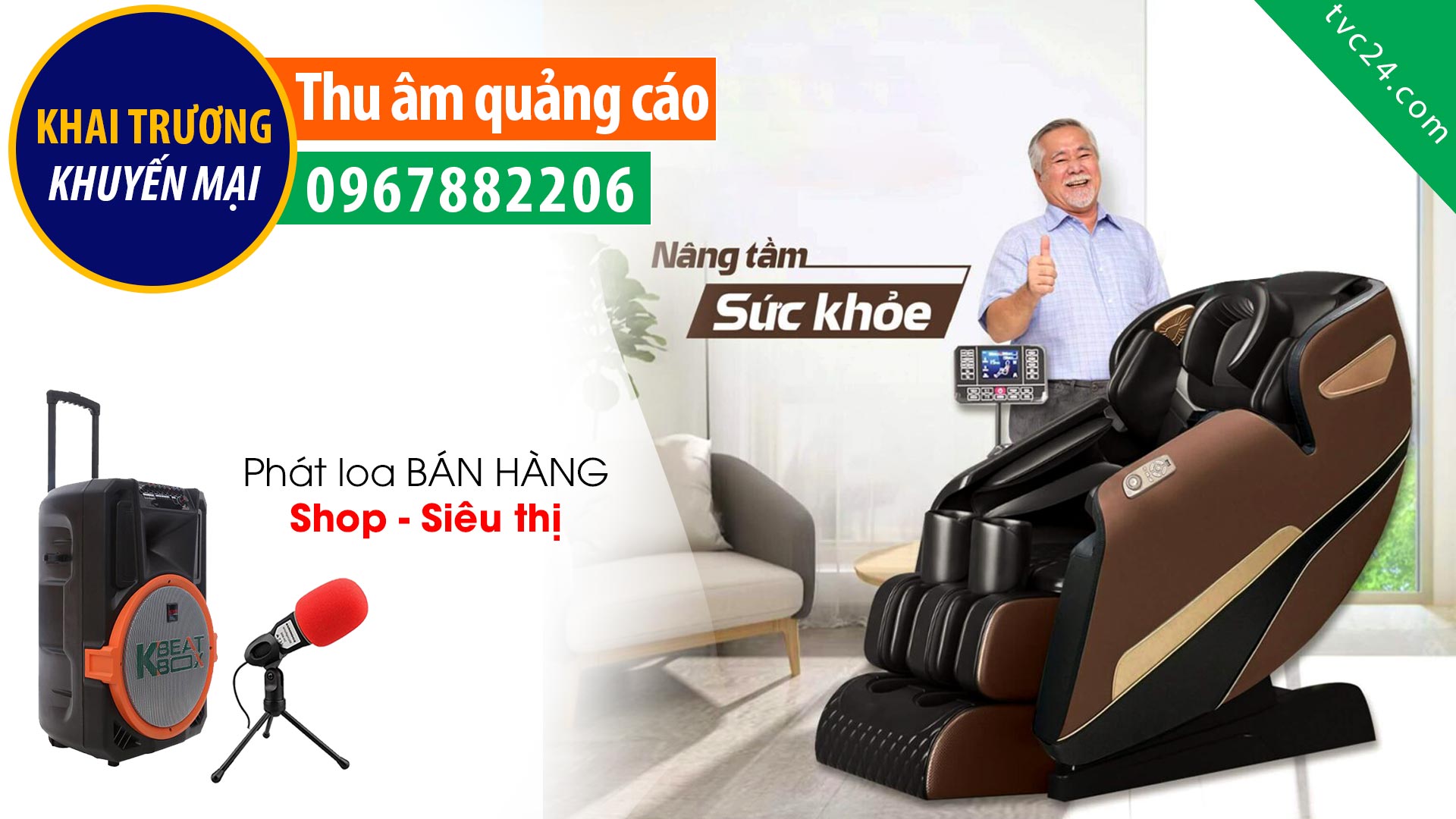 Thu âm Khai trương cửa hàng ghế masage OKINAWA Giọng MC Nữ