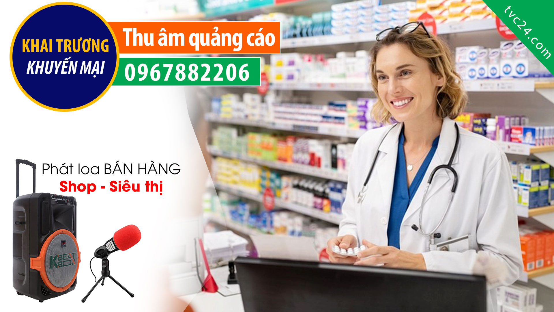 Thu âm khai trương quầy thuốc An Khang MC nữ TVC24