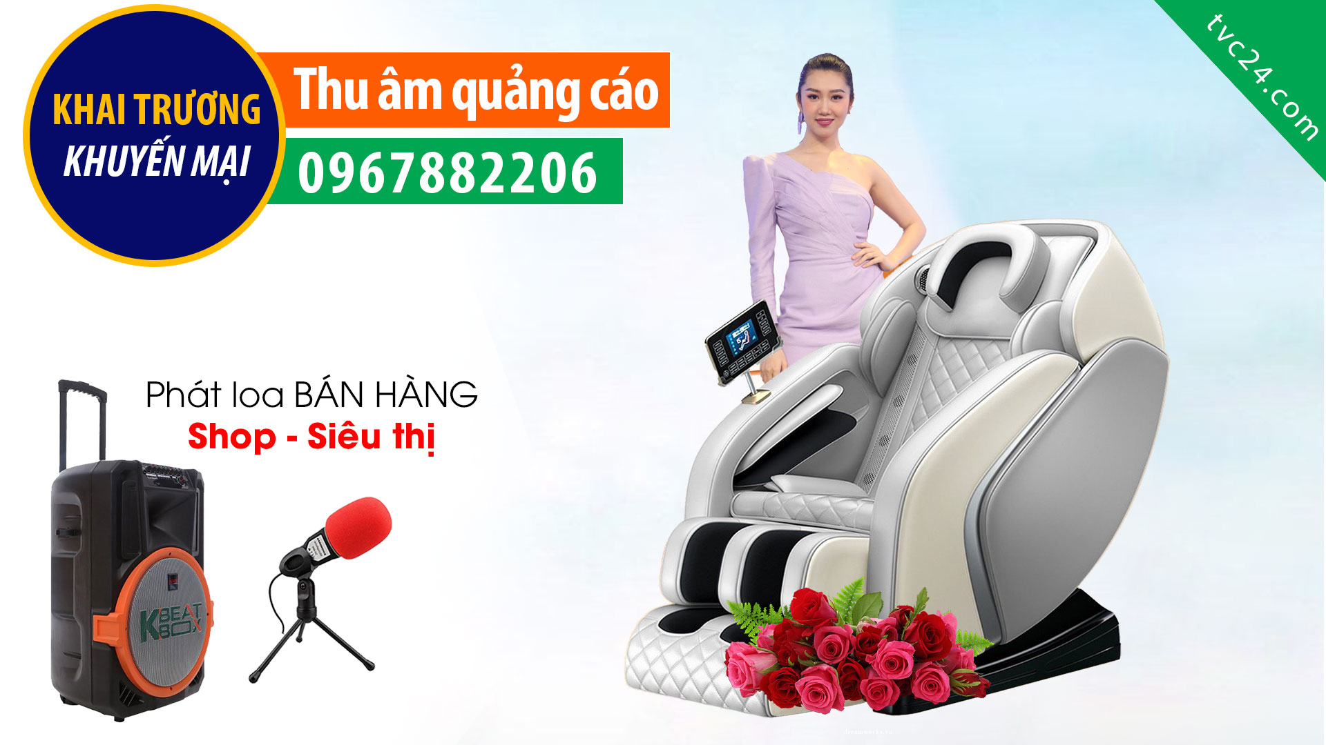 Thu âm quảng cáo ghế massage AZADO MC nữ TVC24