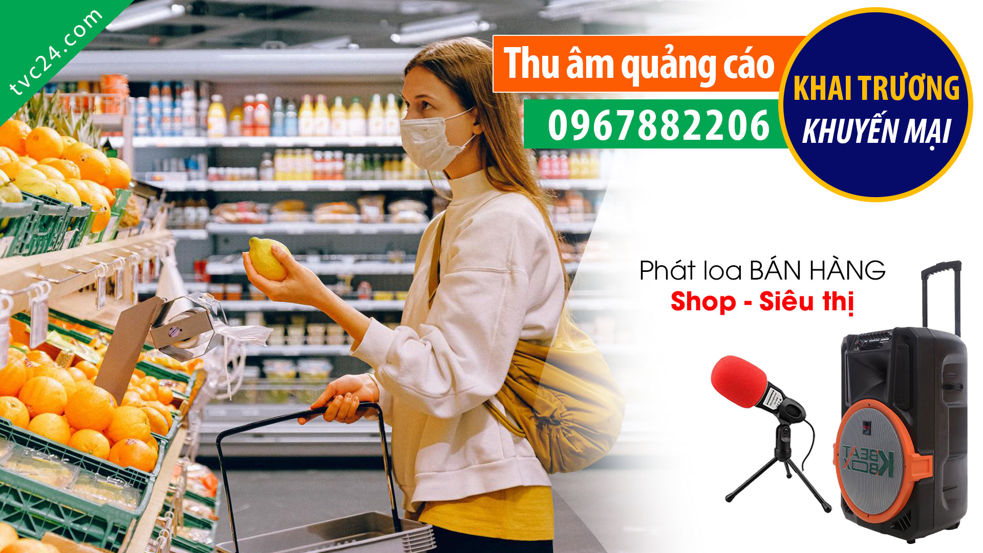 Thu âm quảng cáo khai trương siêu thị Nam Hiền