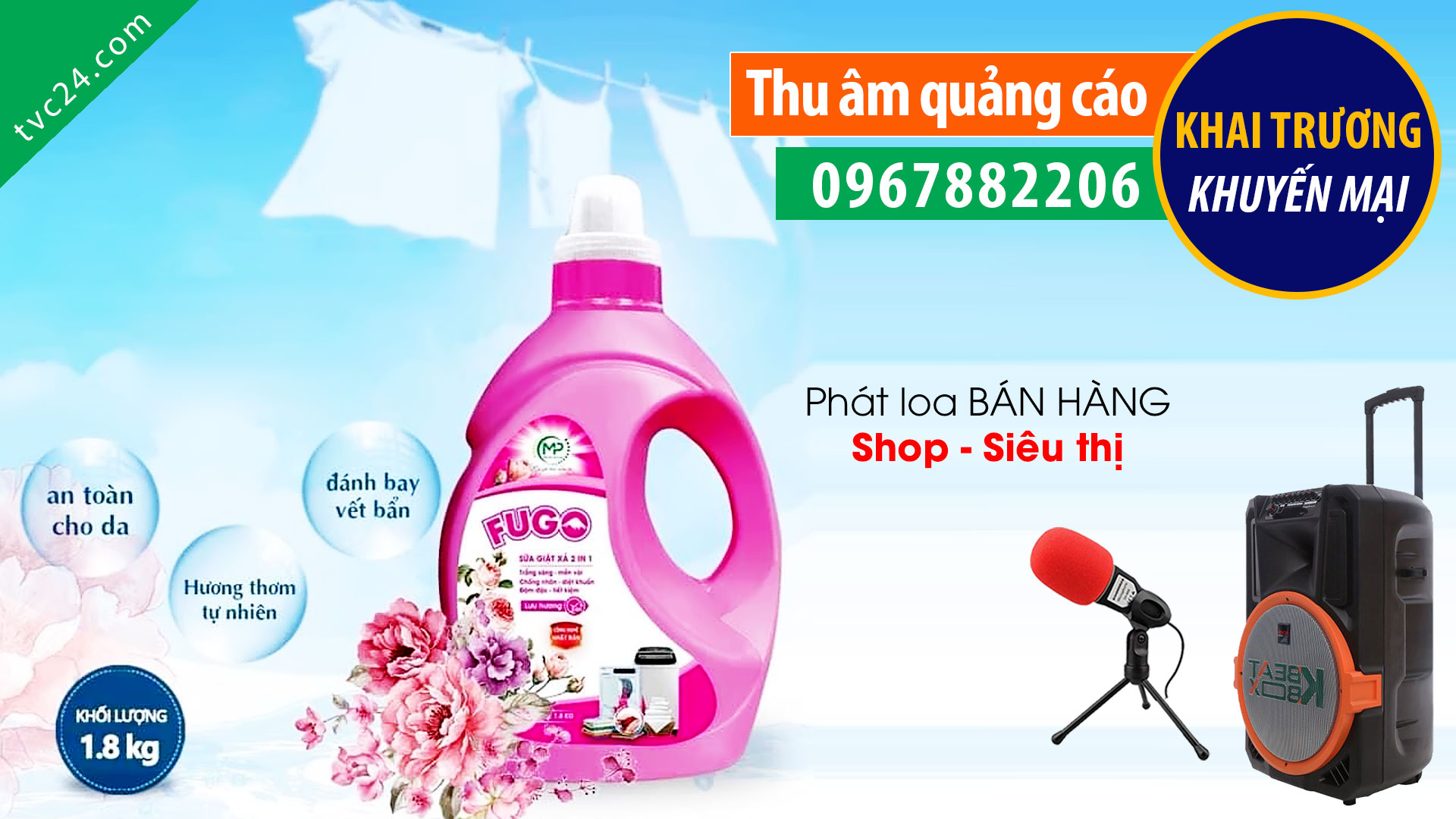 Thu âm siêu thị Nước giặt Fugo MP Mart Thúy Phương