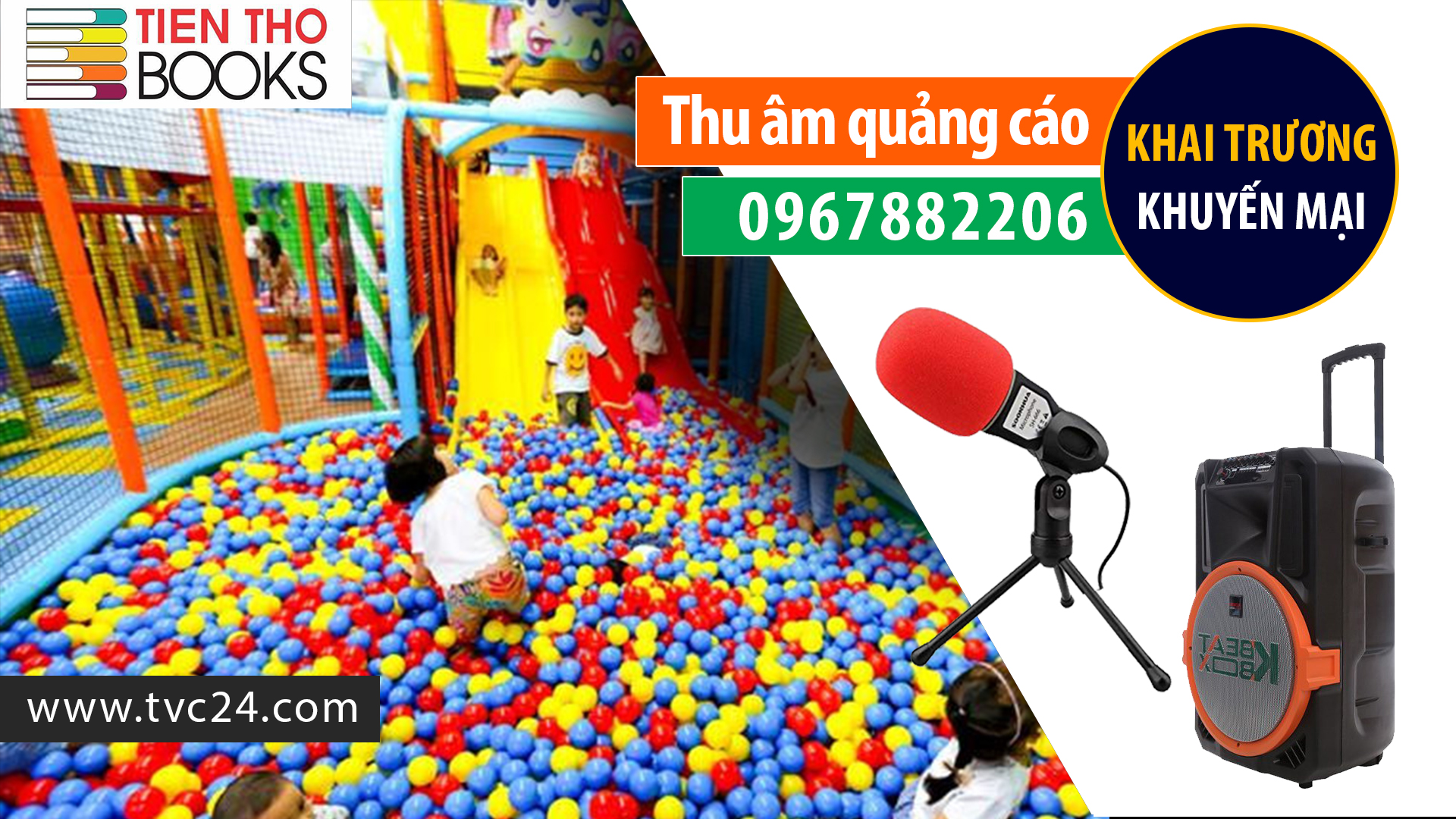 Thu âm quảng cáo ghi âm khai trương khuyến mại trung thu Nhà Sách Tiến Thọ