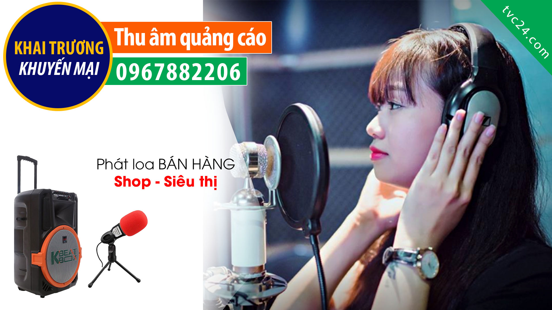 Thu âm quang cao Trung tâm mua sắm MQ 83 khuyến mại giọng MC nam